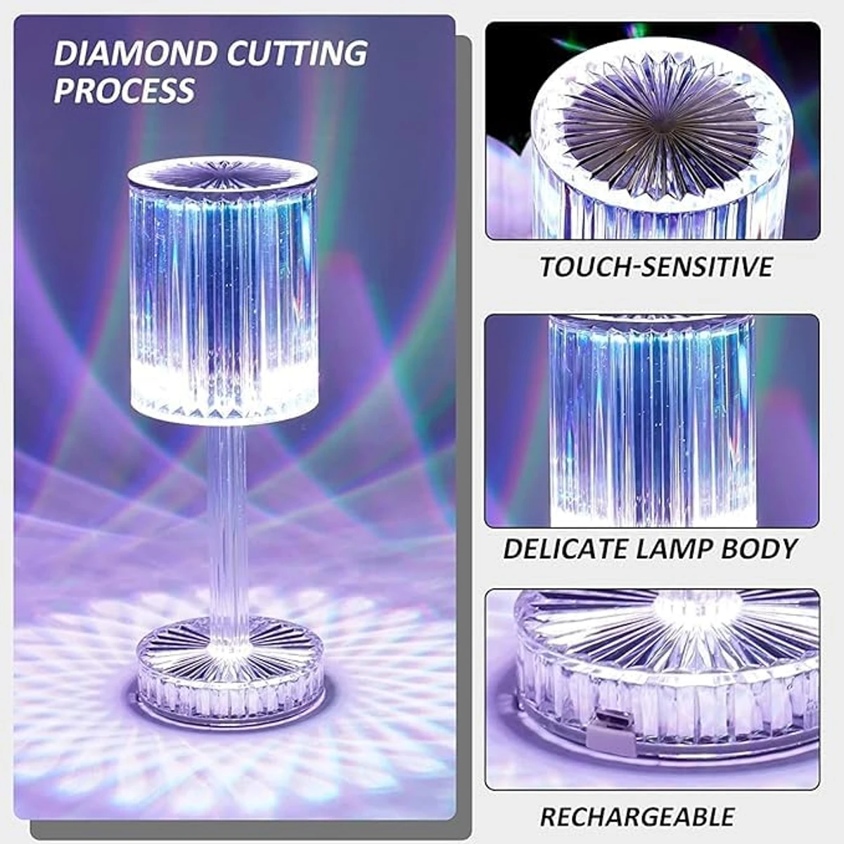 Crystal Diamond Table Lamps for Bedroom